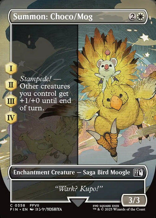 Summon: Choco/Mog - Borderless - Full Art - Enchantment - Inverted (Foil)