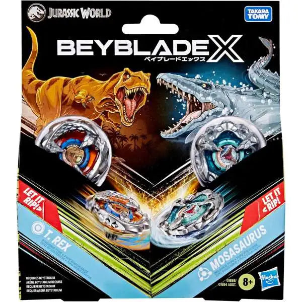 HASBRO - Beyblade X - Jurassic World Dual Pack - T.Rex vs. Mosasaurus