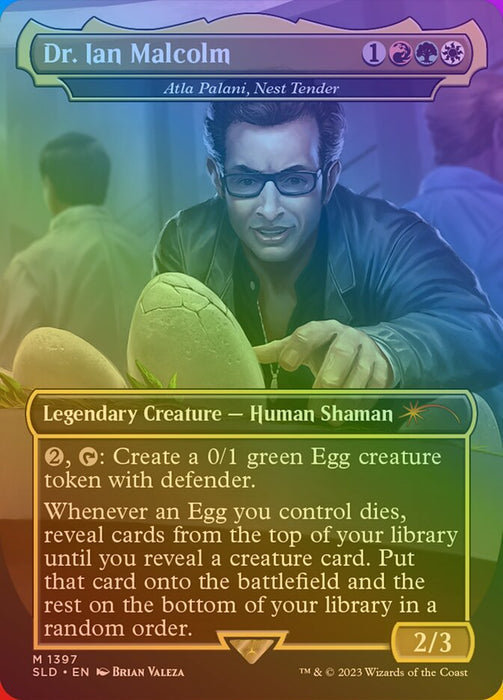 Dr. Ian Malcolm - Atla Palani, Nest Tender - Borderless - Full Art - Legendary - Inverted (Foil)