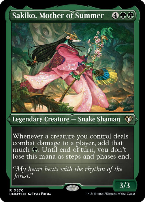 Sakiko, Mother of Summer - Etched - Inverted - Legendary - Etched (Foil)