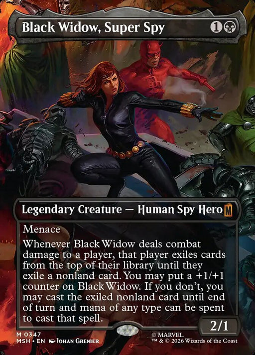 Black Widow, Super Spy - Borderless - Inverted - Legendary (Foil)