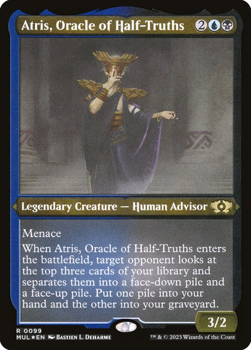 Atris, Oracle of Half-Truths - Etched - Inverted - Legendary - Etched (Foil)