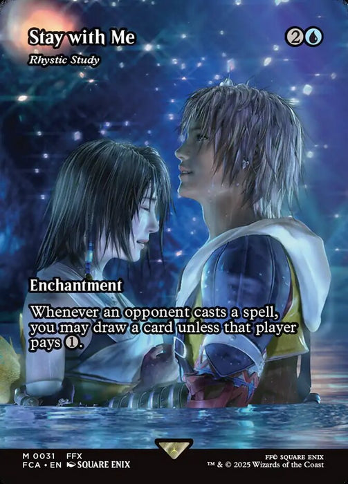 Stay with Me - Rhystic Study - Borderless - Full Art - Enchantment - Inverted