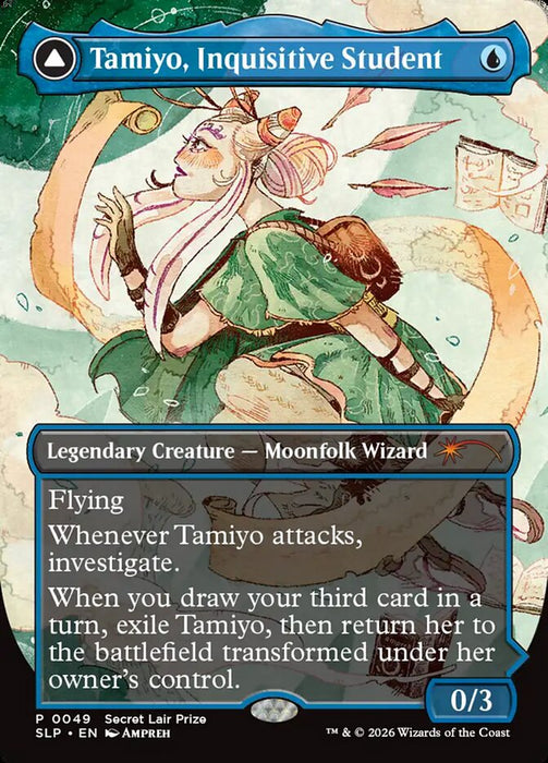 Tamiyo, Inquisitive Student // Tamiyo, Seasoned Scholar - Borderless - Full Art - Inverted - Legendary