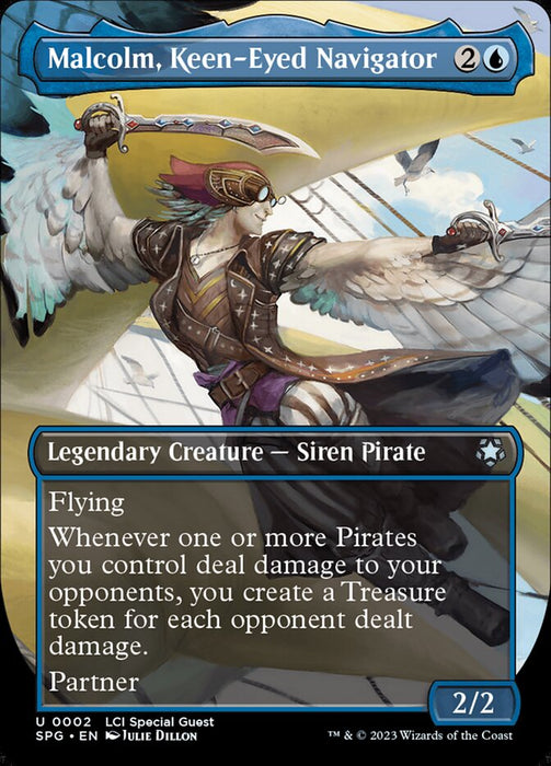 Malcolm, Keen-Eyed Navigator - Borderless - Full Art - Inverted - Legendary (Foil)