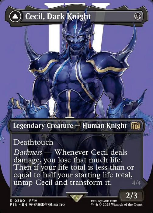 Cecil, Dark Knight // Cecil, Redeemed Paladin - Borderless - Full Art - Inverted - Legendary