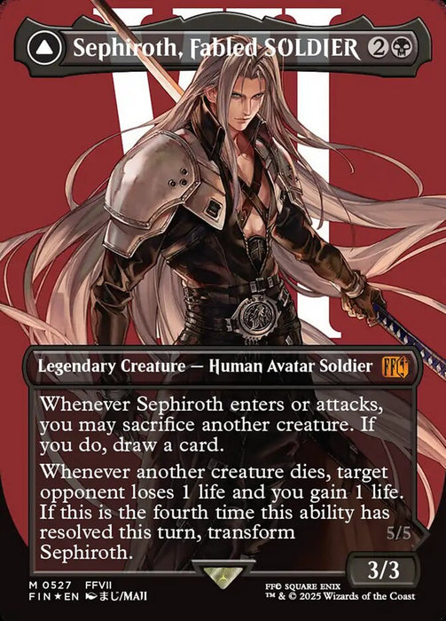 Sephiroth, Fabled SOLDIER // Sephiroth, One-Winged Angel - Borderless - Full Art - Inverted - Legendary - Surge Foil (Foil)