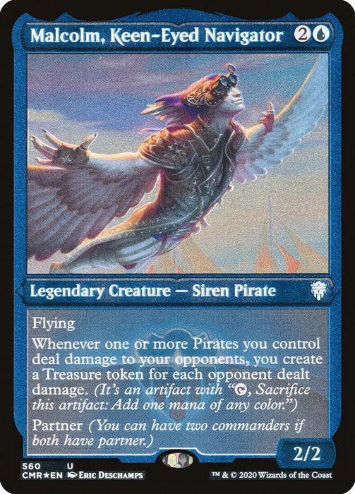 Malcolm, Keen-Eyed Navigator - Etched - Inverted - Legendary - Etched (Foil)