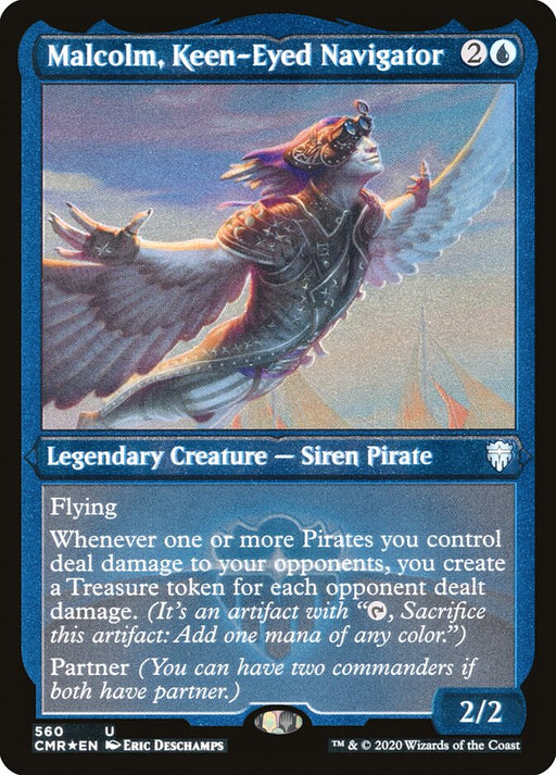 Malcolm, Keen-Eyed Navigator - Etched - Inverted - Legendary - Etched (Foil)
