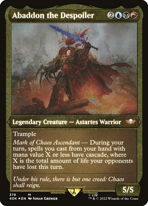 Abaddon the Despoiler - Etched - Inverted - Legendary - Etched (Etched Foil)