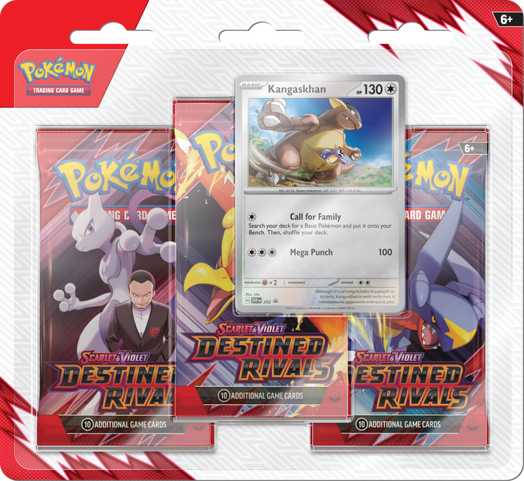 Pokémon TCG: Scarlet & Violet Destined Rivals Blister Pack - Three Boosters - Kangaskhan