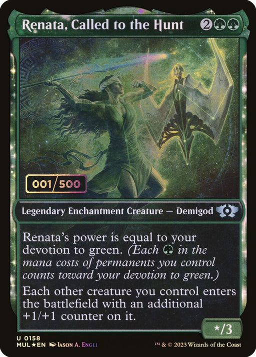 Renata, Called to the Hunt - Full Art - Enchantment - Inverted - Legendary - Showcase (Foil)