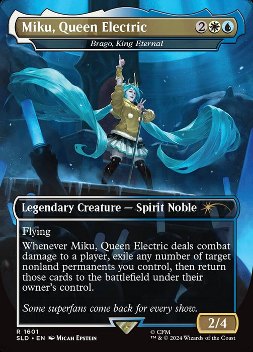 Miku, Queen Electric - Brago, King Eternal - Borderless - Full Art - Legendary - Inverted (Foil)