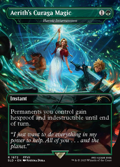 Aerith's Curaga Magic - Heroic Intervention - Borderless - Full Art - Inverted