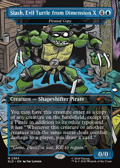 Slash, Evil Turtle from Dimension X - Pirated Copy - Borderless - Full Art - Inverted