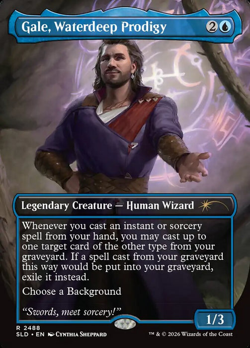 Gale, Waterdeep Prodigy - Borderless - Full Art - Inverted - Legendary