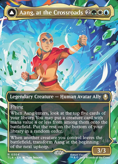 Aang, at the Crossroads // Aang, Destined Savior - Borderless - Full Art - Inverted - Legendary
