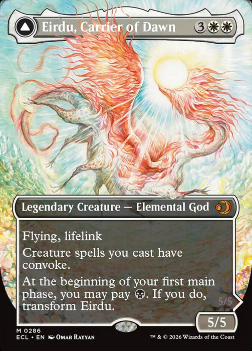Eirdu, Carrier of Dawn // Isilu, Carrier of Twilight - Borderless - Full Art - Inverted - Legendary (Foil)