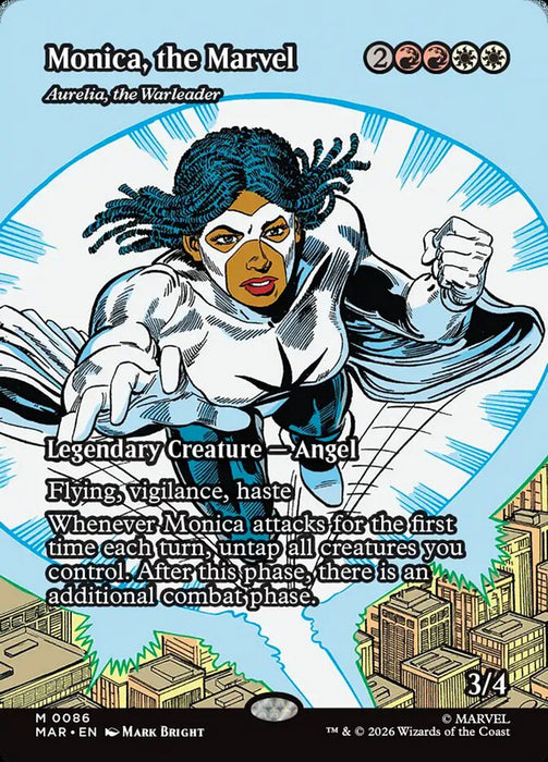 Monica, the Marvel - Aurelia, the Warleader - Borderless - Full Art - Inverted - Legendary (Foil)