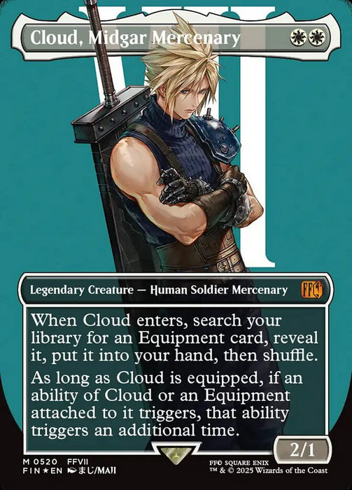 Cloud, Midgar Mercenary - Borderless - Full Art - Inverted - Legendary - Surge Foil (Foil)