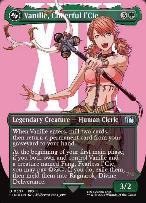 Vanille, Cheerful l'Cie // Ragnarok, Divine Deliverance - Borderless - Full Art - Inverted - Legendary - Surge Foil (Foil)