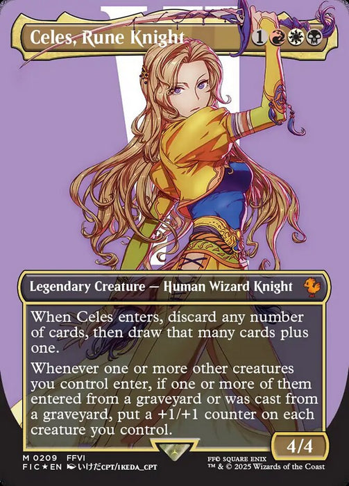 Celes, Rune Knight - Borderless - Full Art - Inverted - Legendary - Surge Foil (Foil)
