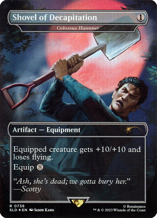Shovel of Decapitation - Colossus Hammer - Borderless - Full Art - Inverted
