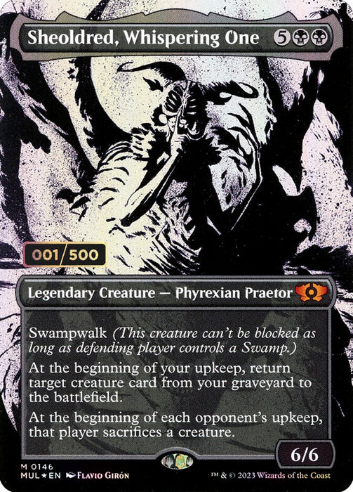 Sheoldred, Whispering One - Borderless - Full Art - Inverted - Legendary - Showcase (Foil)