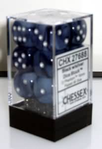 Chessex 12 Piece 16mm D6 Dice Phatom Black/Silver (27688)