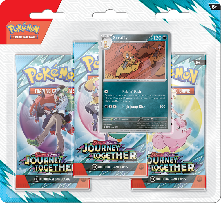 Pokémon TCG: Scarlet & Violet Journey Together Blister Pack - Three Boosters - Scraggy