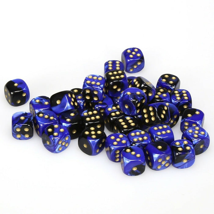 Chessex 36 Piece 12mm D6 Dice Set Gemini Black-Blue/Gold (26835)