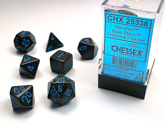 Chessex 7 Piece Dice Set Speckled Blue Stars (25338)