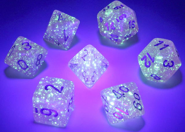 Chessex 7 Piece Dice Set Borealis Pink/Silver Luminary (27584)