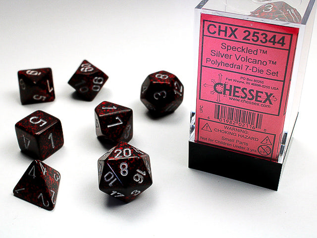 Chessex 7 Piece Dice Set Speckled Silver Volcano (25344)