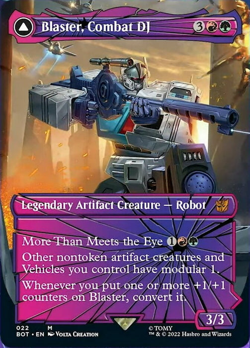 Blaster, Combat DJ // Blaster, Morale Booster - Borderless - Convertdfc- Shatteredglass- Legendary- Inverted (Foil)