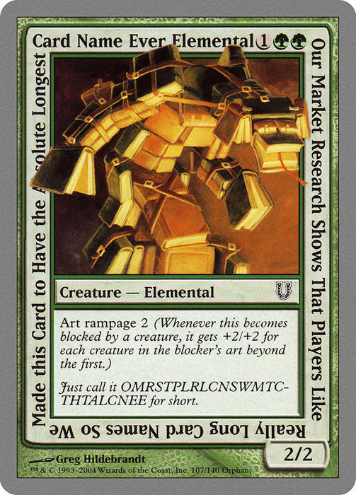 Our Market Research Shows That Players Like Really Long Card Names So We Made this Card to Have the Absolute Longest Card Name Ever Elemental  (Foil)