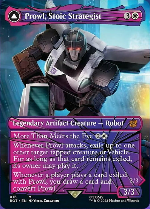 Prowl, Stoic Strategist // Prowl, Pursuit Vehicle - Borderless - Convertdfc- Shatteredglass- Legendary- Inverted (Foil)
