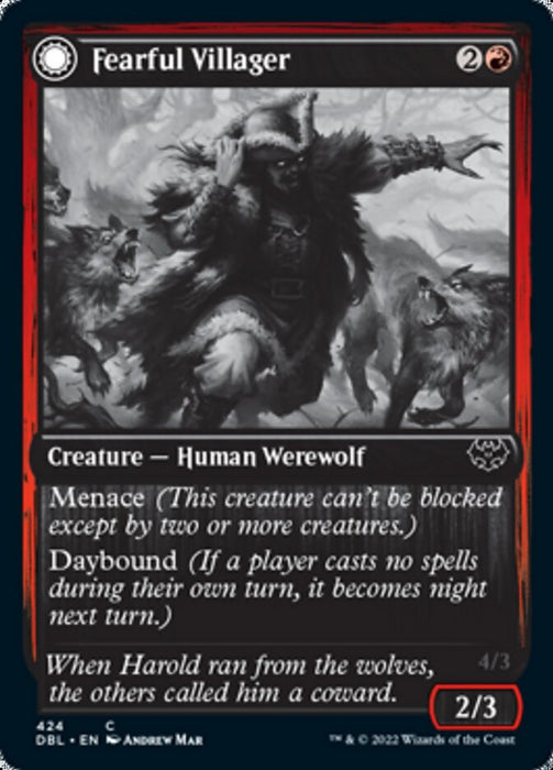 Fearful Villager // Fearsome Werewolf  - Inverted (Foil)