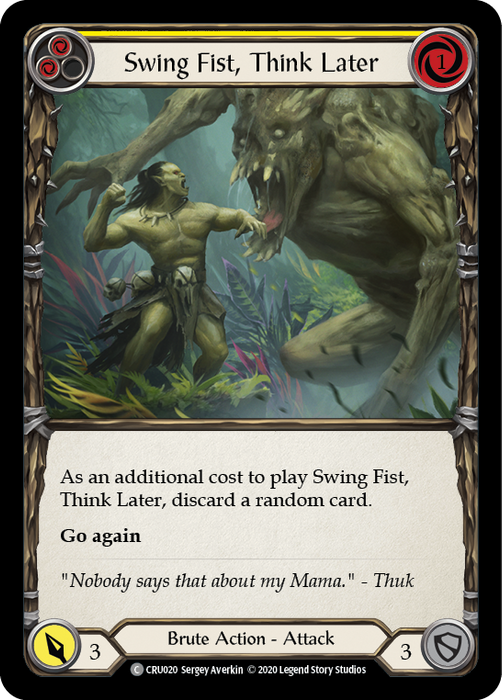 Swing Fist, Think Later (Yellow) - Rainbow Foil - Unlimited Edition