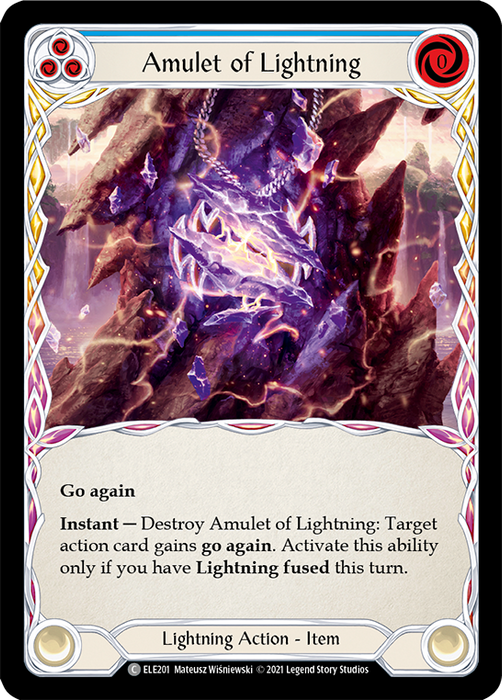 Amulet of Lightning (Blue) - Rainbow Foil - 1st Edition
