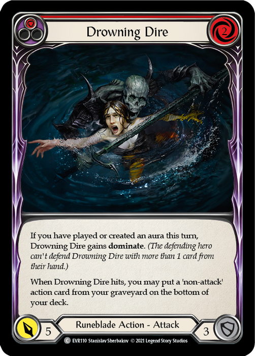 Drowning Dire (Red) - Rainbow Foil - 1st Edition