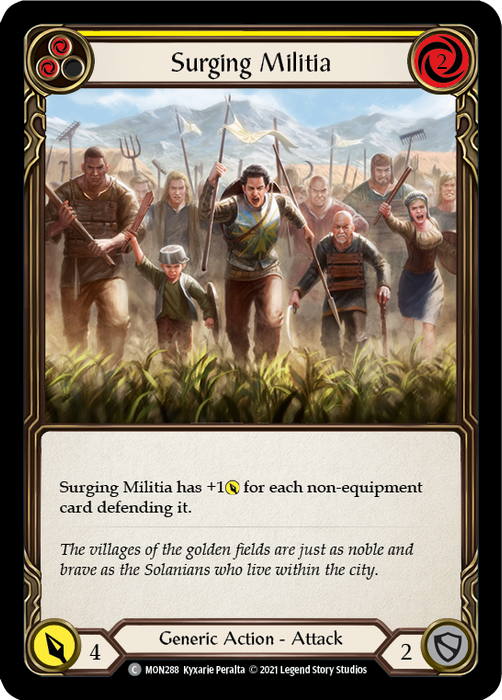 Surging Militia (Yellow) - Rainbow Foil - Unlimited Edition