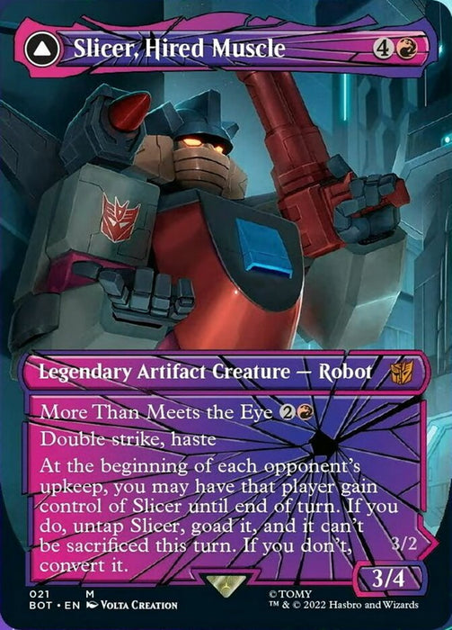 Slicer, Hired Muscle // Slicer, High-Speed Antagonist - Borderless - Legendary- Shatteredglass- Inverted- Convertdfc (Foil)