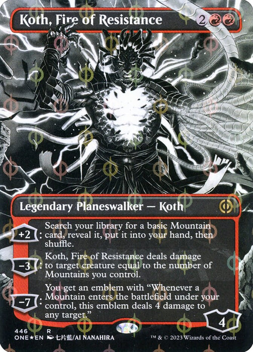 Koth, Fire of Resistance - Borderless - Inverted- Showcase (Foil)