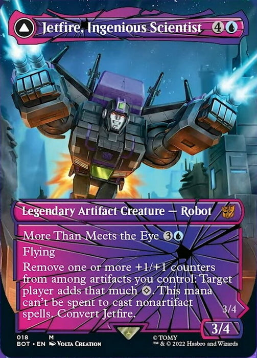 Jetfire, Ingenious Scientist // Jetfire, Air Guardian - Borderless - Convertdfc- Shatteredglass- Legendary- Inverted (Foil)
